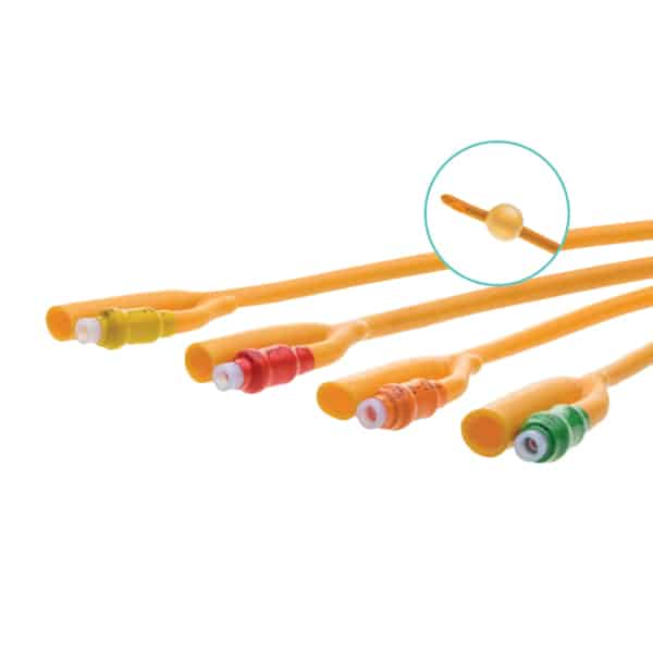 Four different catheters on a white background